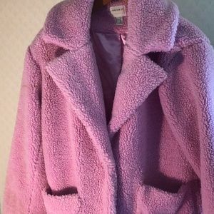 Cotton candy pink teddy bear jacket